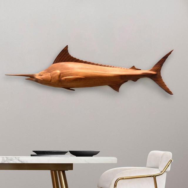 Wooden Marlin Wall Decor - Marlin Fish Wooden Wall Art - Large Size Wooden Statue - Engraved Wood Carving - Home Decor - Housewarming Gift