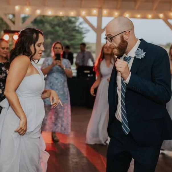 August 2023 - Dancing at Kaela's wedding (Tori's sister & MOH)