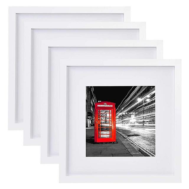 Senge 12x12 Picture Frame White Picture Frame 8x8 with Mat or 12x12 Without Mat for Tabletop and Wall Mounting 4 Pack
