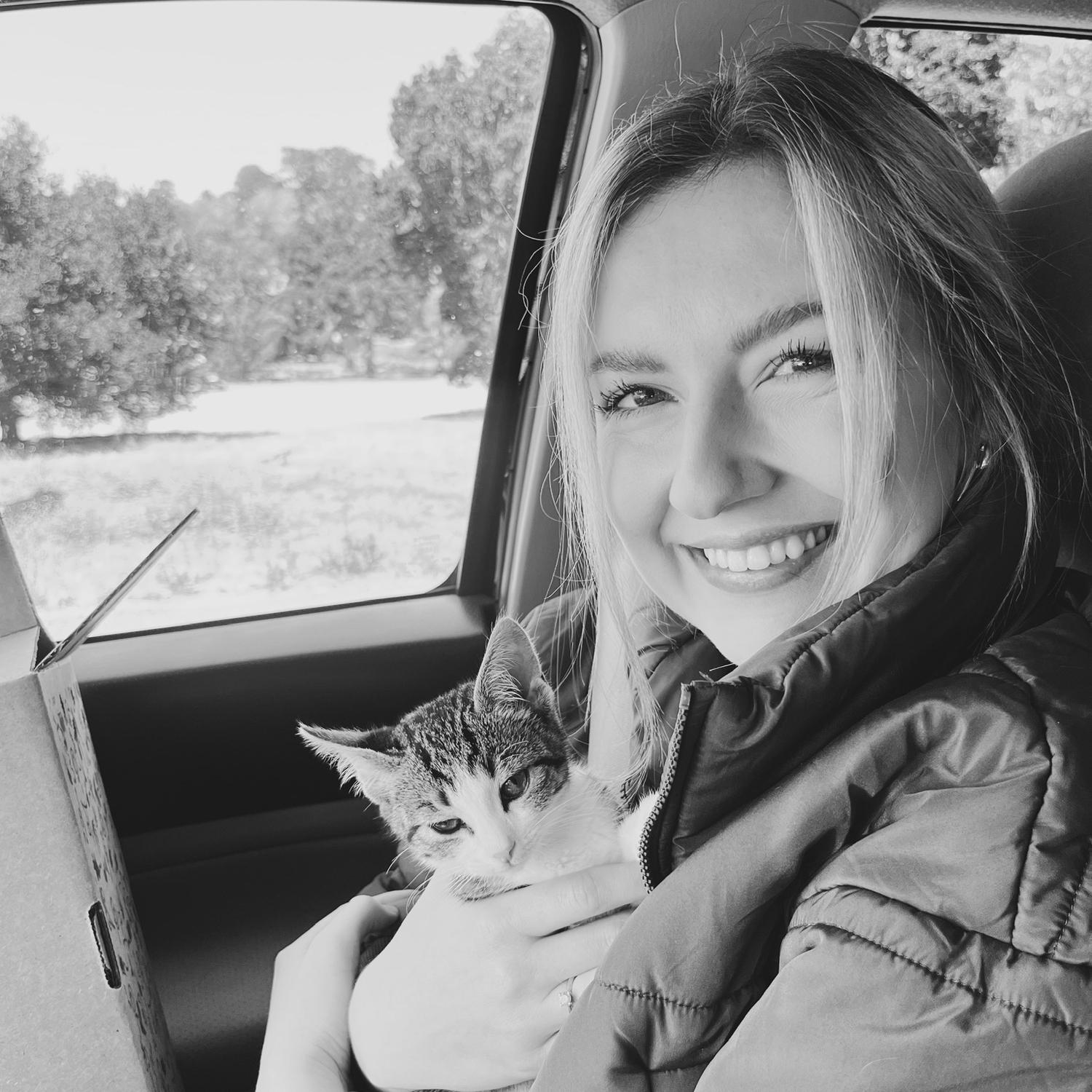 Margot’s first car ride with Mom and Dad