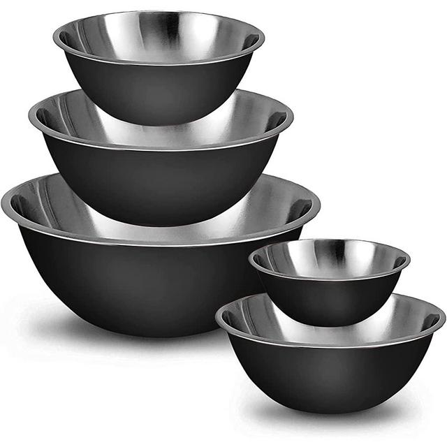 Meal Prep Stainless Steel Mixing Bowls Set, Home, Refrigerator, and Kitchen Food Storage Organizers | Ecofriendly, Reusable, Heavy Duty By WHYSKO (Black)