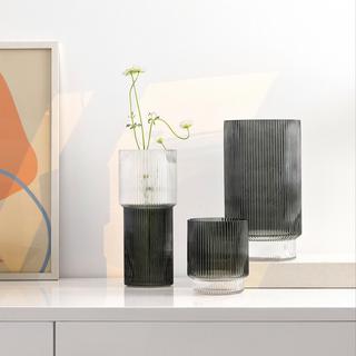 Zinc 3-Piece Fluted Glass Vase Set