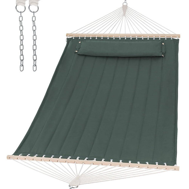 SUNCREAT Hammocks Replacement Hammock for Stand, 475 lbs Capacity, Two Person Backyard Hammock for Outside, Green Gray