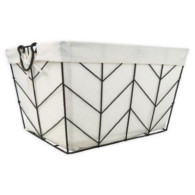 Honey-Can-Do® Chevrons Large Wire Bin with Cotton Liner in Silver