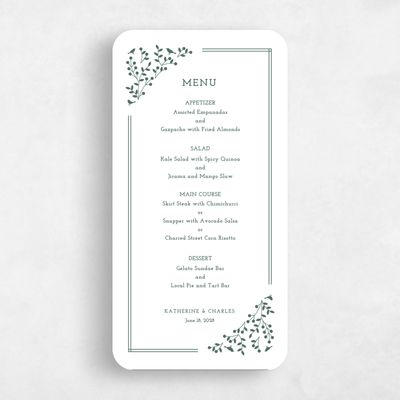 Green Rounded Wedding Menu - Ivy Letterpress