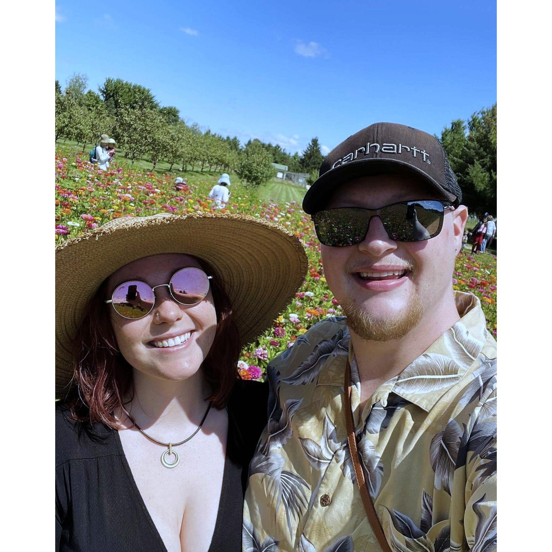 At a tulip field near Madison in the Fall time