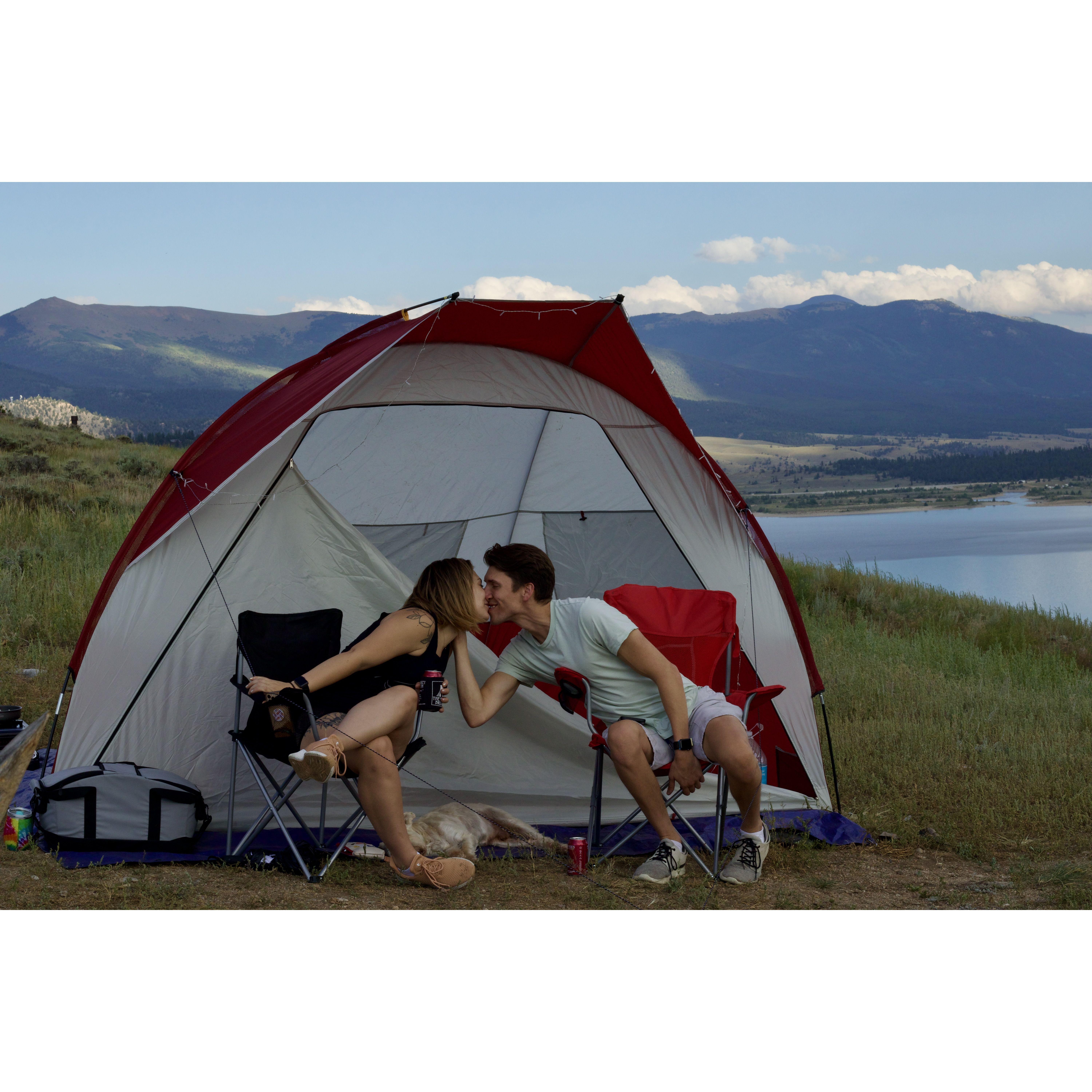 Camping in our favorite spot over Twin Lakes in Colorado