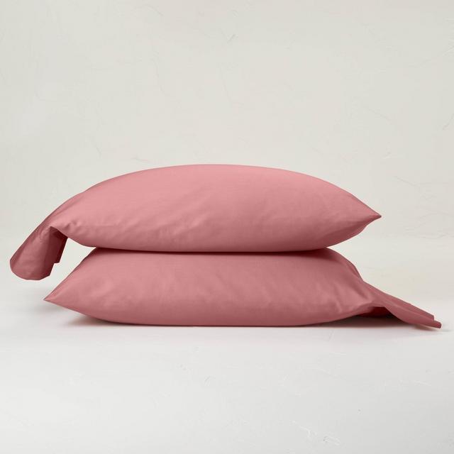 Standard 300 Thread Count Temperature Regulating Solid Pillowcase Set Rose - Casaluna™