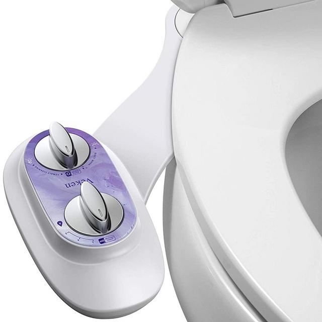 Veken Non-Electric Bidet, Self Cleaning Dual Nozzle (Bidet/Feminine Wash) Bidet for Toilet, Fresh Water Sprayer Toilet Seat Attachment with Adjustable Pressure Control