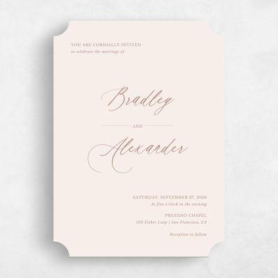 Beige Ticket Wedding Invitation - Andros Portrait