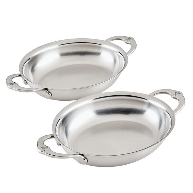 Hestan Provisions Oval Roasting Pan and Au Gratin Baking Dish, Clad Stainless Steel - Oven Safe 600F, Kitchen to Table Presentation, Dishwasher Safe