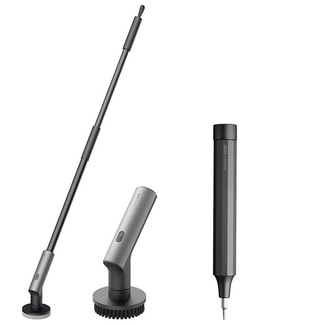 HOTO Electric Spin Scrubber, Cordless Shower Scrubber with Long Handle Bundle with HOTO Precision Screwdriver Sets, 24-in-1 Manual Screwdriver