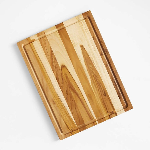 Crate & Barrel Reversible Teak Wood Cutting Board 20"x15"