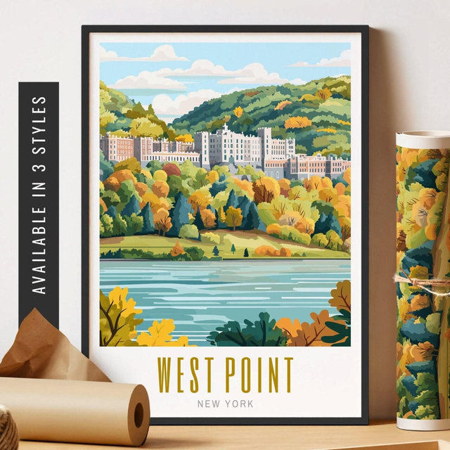West Point New York Print City Travel Destination Art West Point Military Academy Unframed City Poster Retro Travel Art Printable Wall Decor