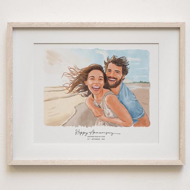 Custom Hand-Drawn Watercolor Portrait, Gift for Her, Couple Proposal Drawing, Boyfriend Gift, Girlfriend Birthday Gift, Valentines Day