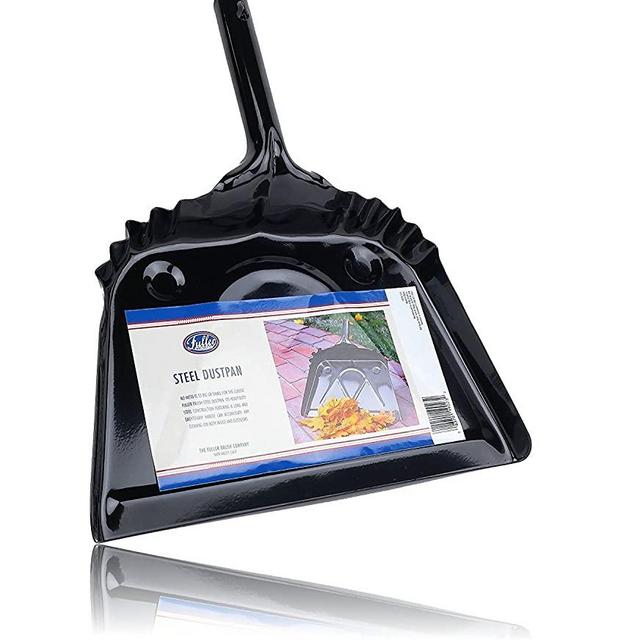 Fuller Brush 12-Inch Metal Dustpan - Wide Sweep & Heavy Duty Steel Dust Pan w/Easy Grip Handle & Hook Hanger for Easy Storage - Mini Dusting & Handheld Cleaning Tool