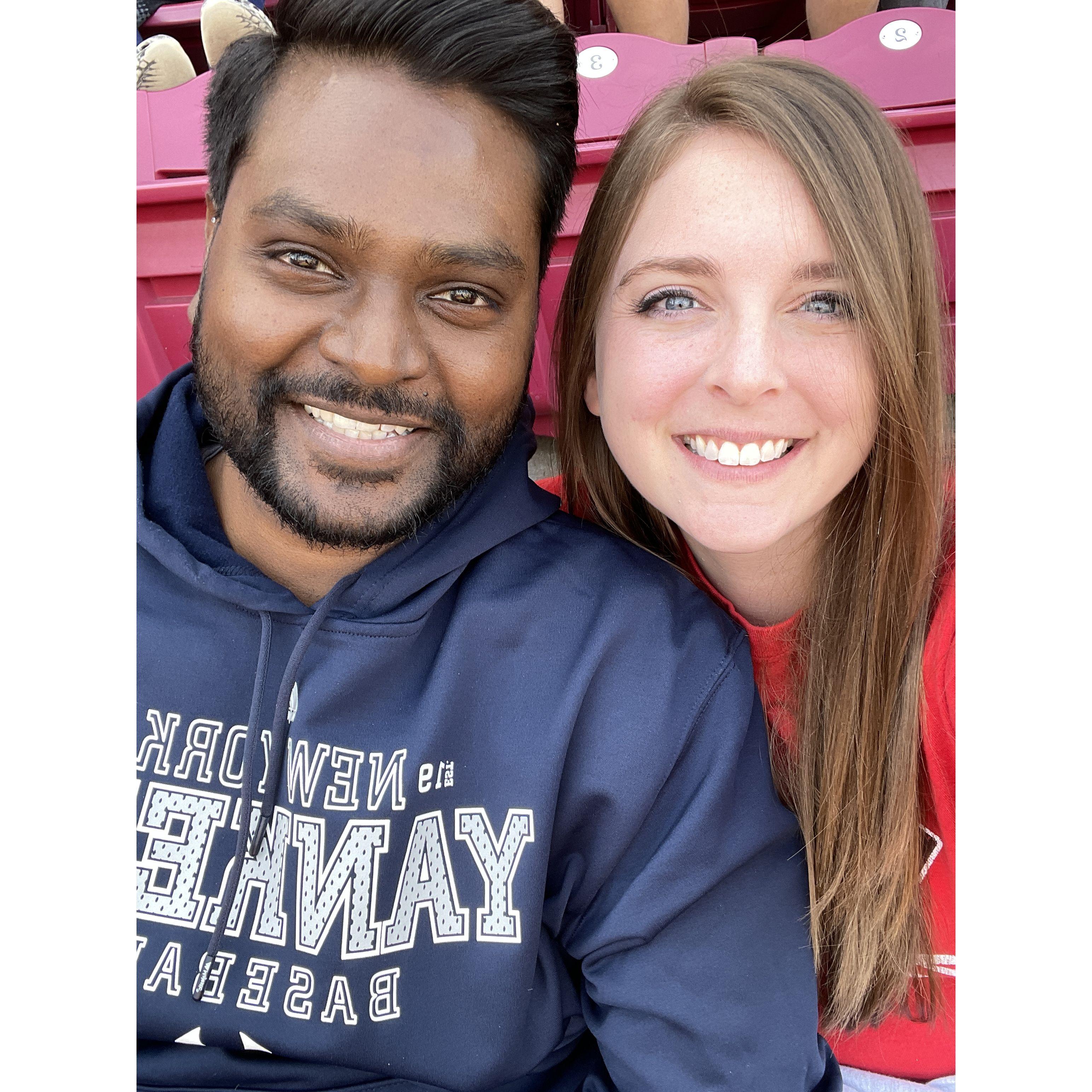 Soni's first baseball game - Yankees vs. Reds and the Yankees won!