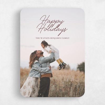 Red Rounded Holiday Card - Woodbine