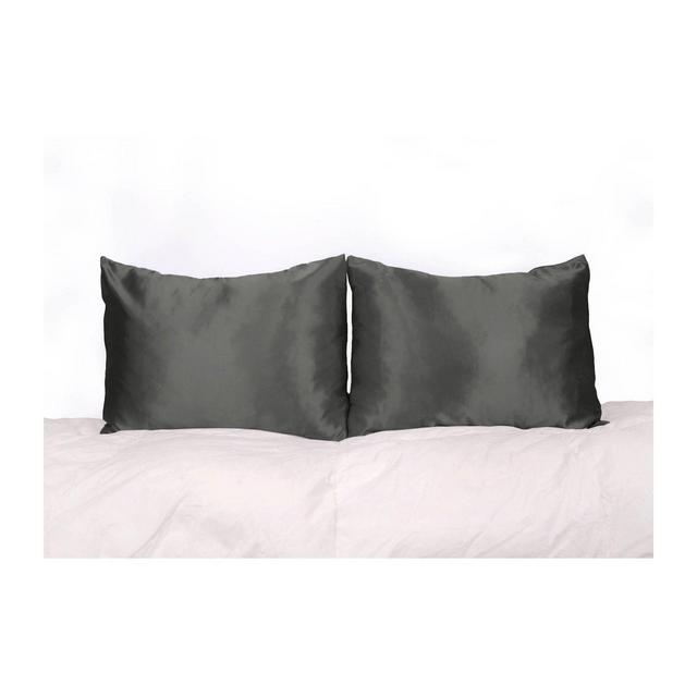 Standard 2pk 600 Thread Count Satin Solid Pillowcase Set Charcoal - Morning Glamour
