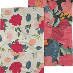 GEOMETRY Kitchen Tea Towels - Quick Dry Microfiber Dish Towels for Kitchen - Roses for You 18" x 30" (2 Pack)