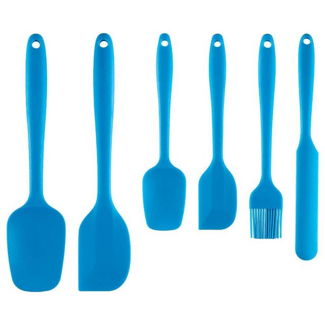 Silicone Spatula Heat Resistant Premium Silicone Spatula Set One-Piece Seamless Spoon Non-Stick Flexible Rubber Utensil for Kitchen Cooking and Baking 6 packs (Light blue)