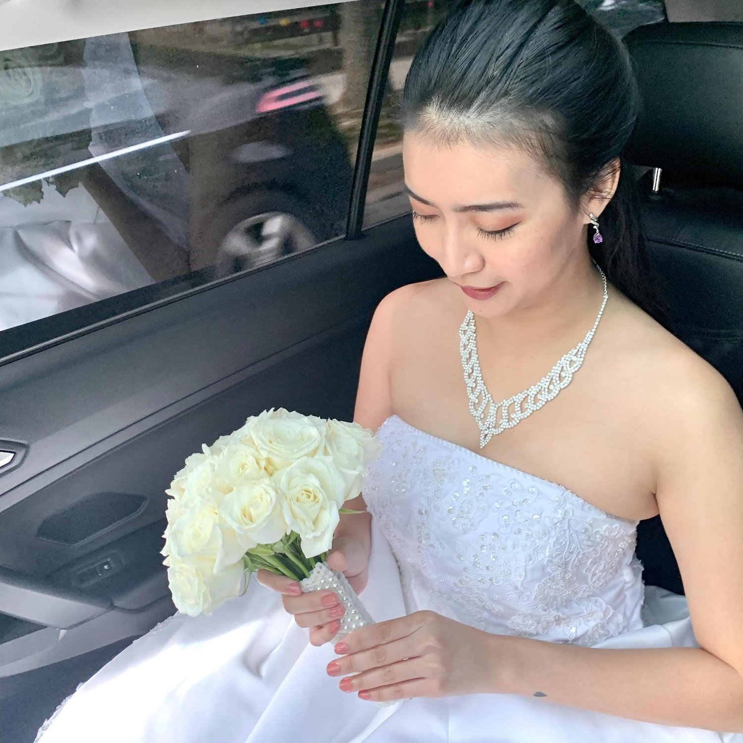 Bride on her way to the wedding venue.