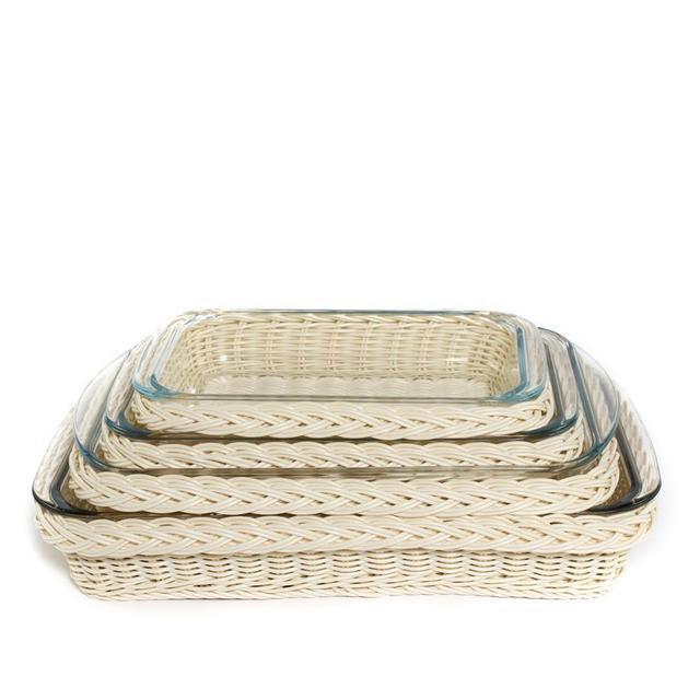 Faux Rattan Glass Serveware, X Large Rectangular