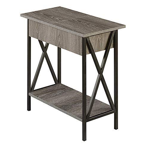 Convenience Concepts 161859WGY Tucson Electric Flip Top End Table, Weathered Gray