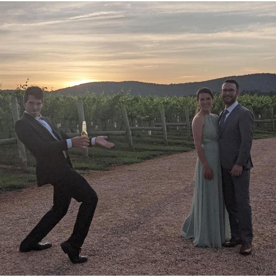 Chris showing off the happy couple
