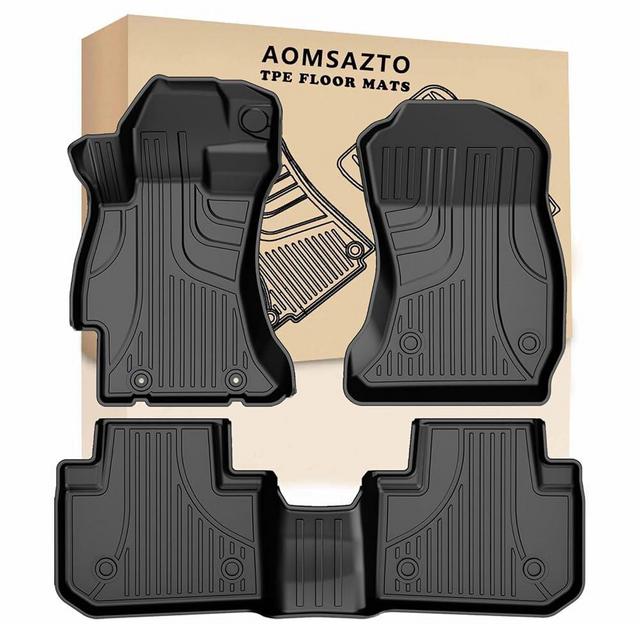 AOMSAZTO Floor Mats for Subaru Forester 2014-2018, Heavy Duty TPE All Weather Protection Car Floor Mats, 1st & 2nd Row Full Set Rubber Floor Liners, Anti Skid Car Mats, Black