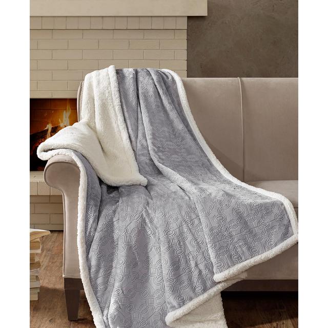 Madison Park Elma Oversized Reversible 60" x 70" Embossed Plush to Berber Throw