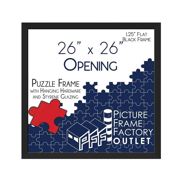 PFF PictureFrameFactoryOutlet - 26x26 Inch - Premium 1.25" Black Profile - Picture Frame for Artwork, Puzzles, Photos, Certificates