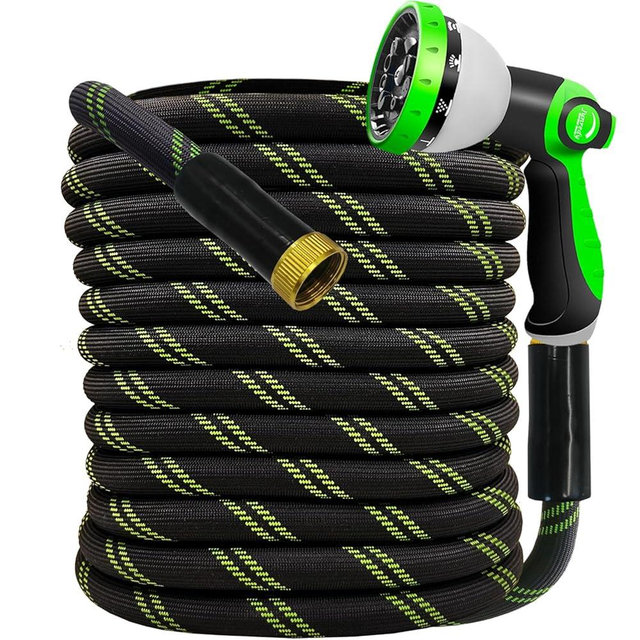 Junredy Garden Hose 50 FT, NON-EXPANDABLE Heavy-Duty Flexible & Lightweight Water Hose with 10-Function Nozzle, No-Kink Design, Leak-Proof Super Fabric, Solid Fittings for Lawn, Car, RV, Outdoor