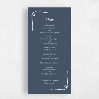 Blue Destination Wedding Menu - Providence