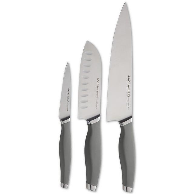 Rachael Ray Cutlery Japanese Stainless Steel 3-Pc. Chef's Knife Set, Gray