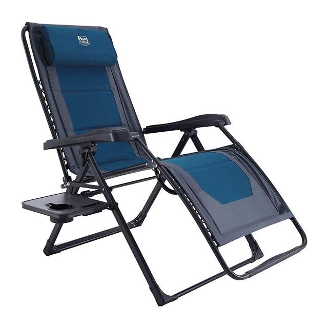 TIMBER RIDGE Oversized Zero Gravity Chair Padded Patio Lounger with Cup Holder Support 350lbs (Blue)