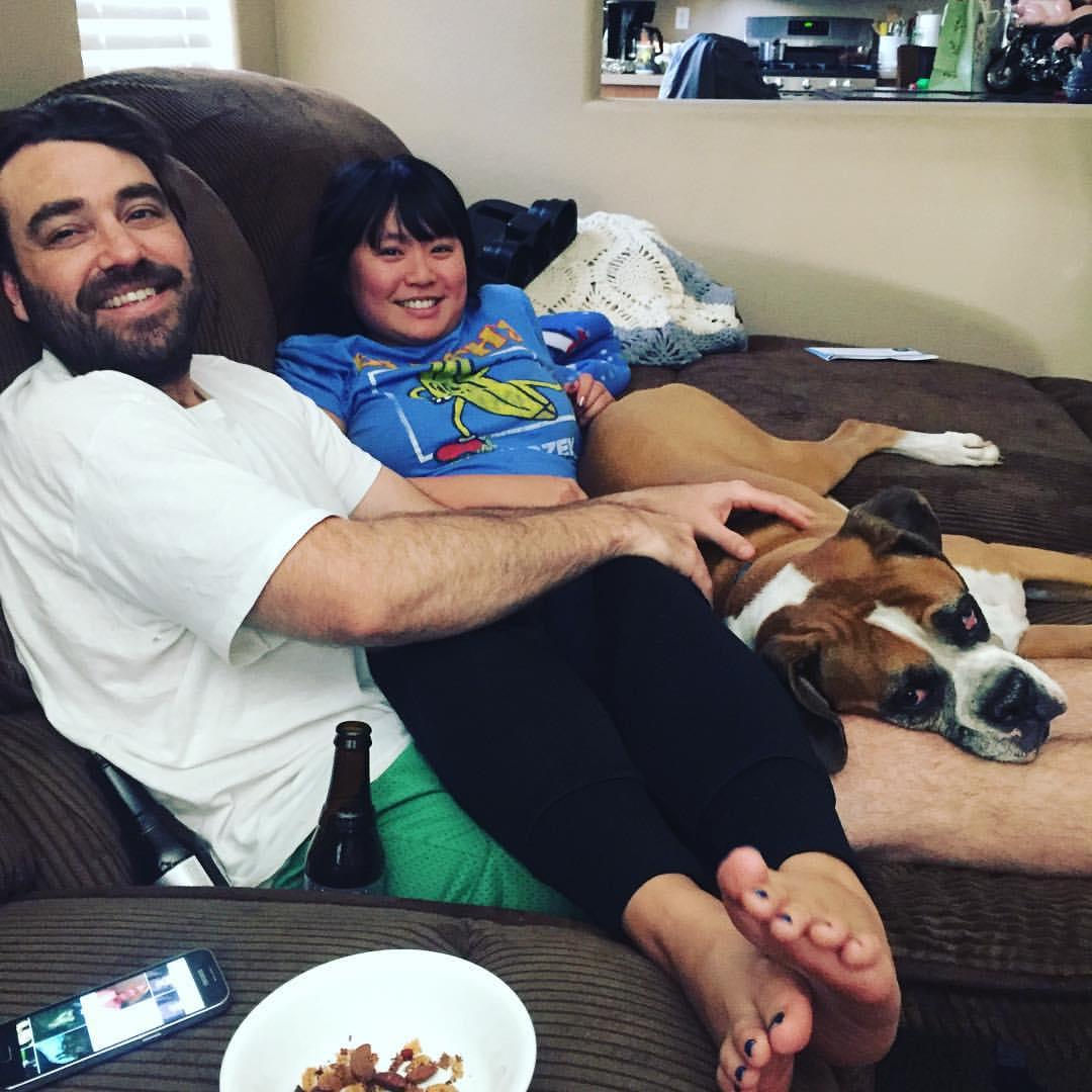 Rare family picture of us waiting for Thanksgiving dinner, Goodyear, AZ - November 2015
