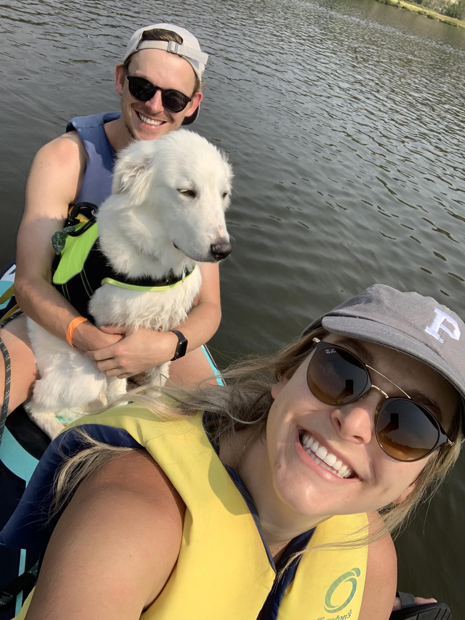 Milo really loving paddle boarding around on Evergreen Lake