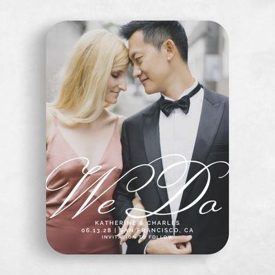White Rounded Wedding Save the Date - Arthur Portrait