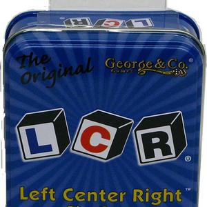 3 years and up - LCR® Left Center Right™ Dice Game - Blue Tin