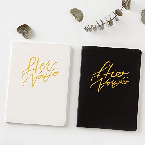 Calculs Wedding Vow Book His & Her Vows with Gold Texture Set of 2 Bridal Shower Gifts