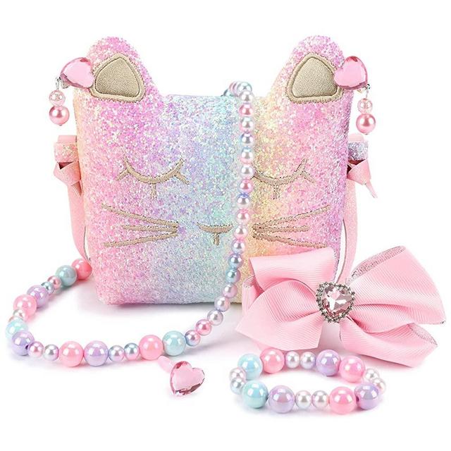 mibasies Purse for Little Girls Dress Up Jewelry Pretend Play Kids Accessories Toddler Cat Gifts