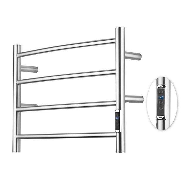 SHARNDY Towel Warmer with Built-in Timer for Bathroom Wall Mounted Bath Towel Heater Plug-in Electric Heated Towel Rack Brushed ETW29