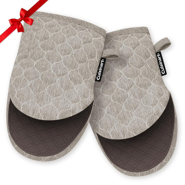 Cuisinart ShieldPro Silicone Oven Mitts – 5” x 8.5” Heat-Resistant Mini Kitchen Mitts for Oven with Non-Slip 100% Silicone Palm, Cotton Filling, and Hanging Loop