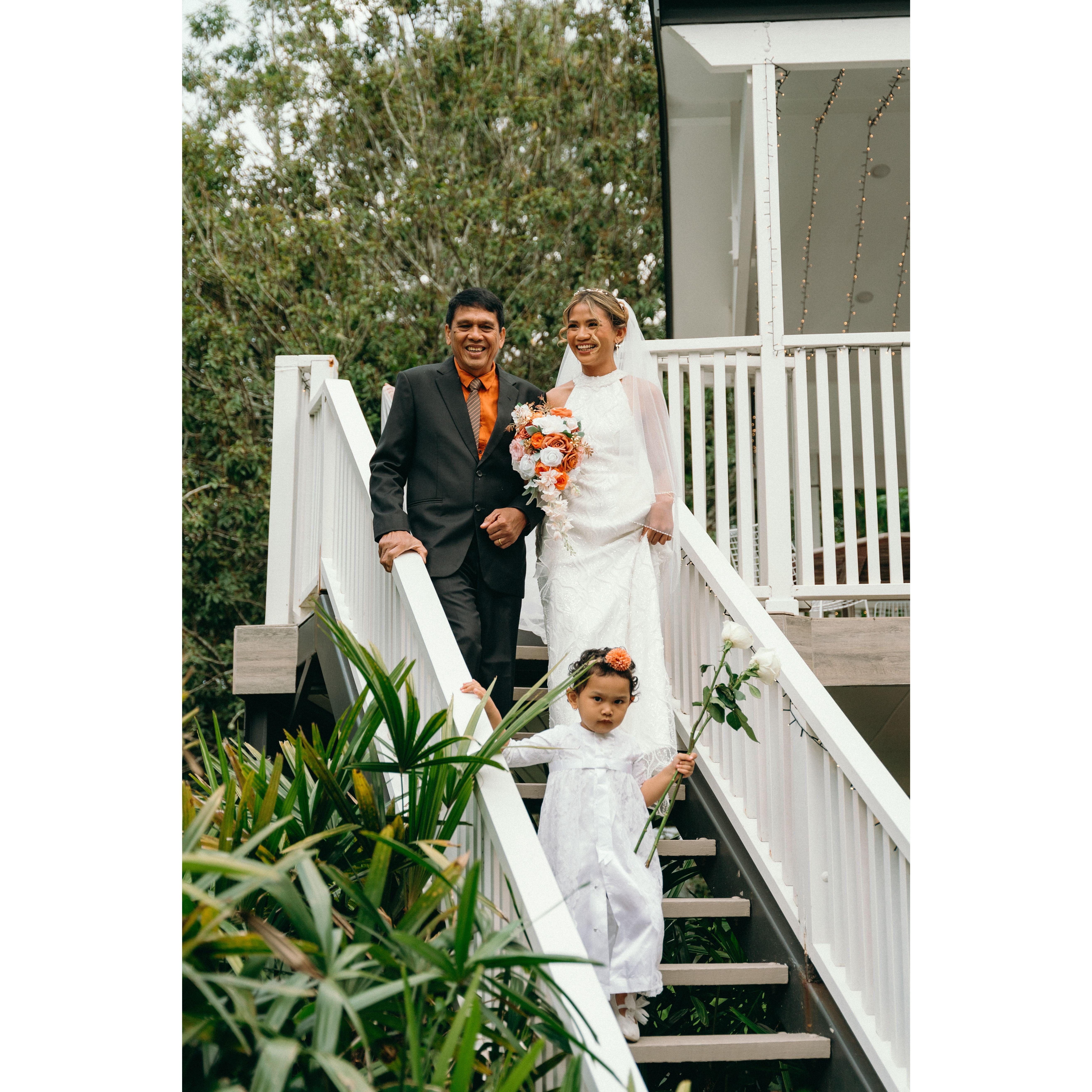 Walking down the aisle with Pa, and the 4 little midgets