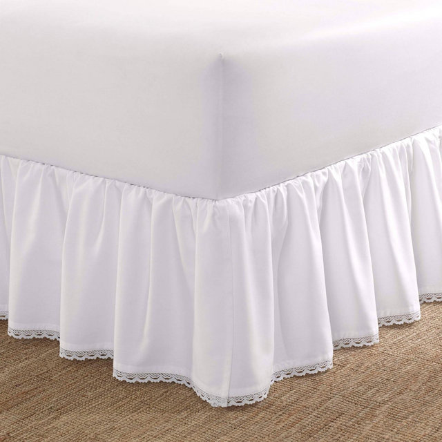 Laura Ashley Full Crochet Ruffle Tailored Bedskirt White