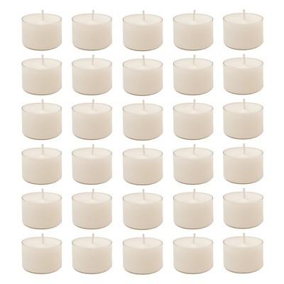 30ct Unscented Plastic Cup Tealight Candles White - Lumabase
