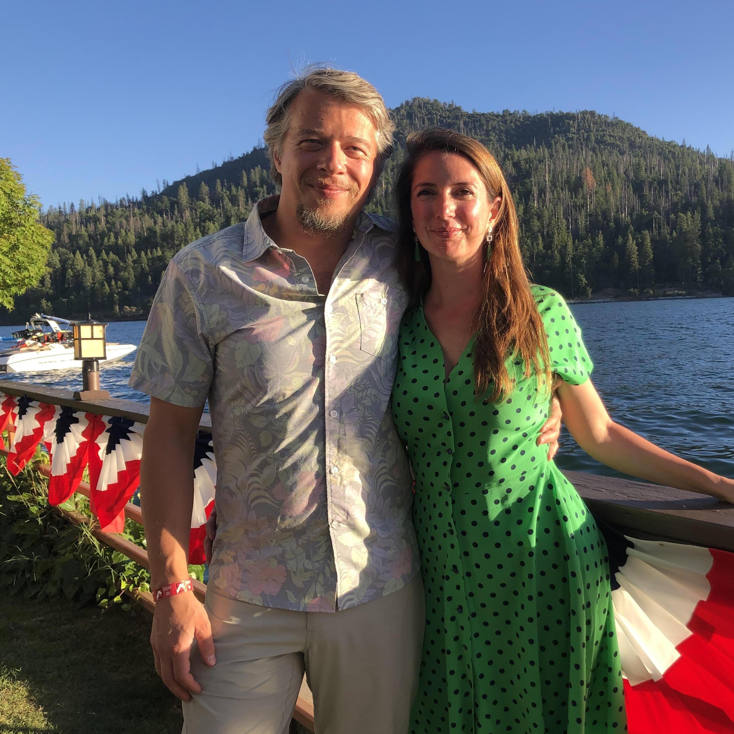 It's love, when she still loves the beard! Bass Lake in 2020.