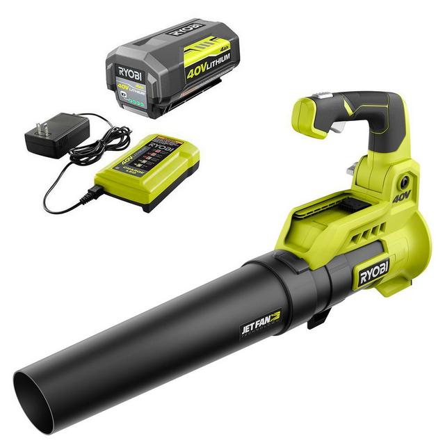 110 MPH 525 CFM 40-Volt Lithium-Ion Cordless Variable-Speed Jet Fan Leaf Blower with 4.0 Ah Battery and Charger Included