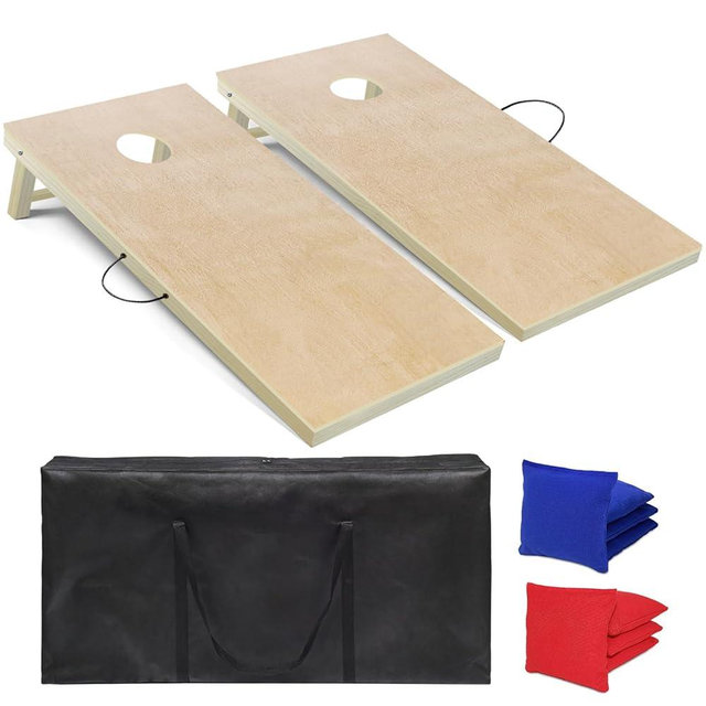 Cornhole Board Set, 4 ft x 2 ft Regulation Size Corn Hole Game Set for Adults with Set of 8 Corn Hole Toss Bags and Carrying Case